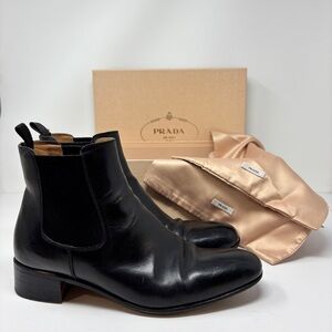 Vintage PRADA Black Leather Ankle Boots Size 6